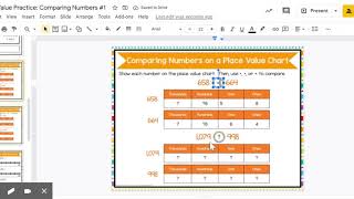 Place Value Practice: Comparing Numbers #1 Directions