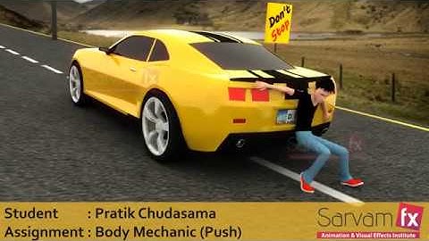 SARVAM FX ANIMATION INSTITUTE RAJKOT Car Pushing 3D Animation (Sarvam Fx Institute Student work)