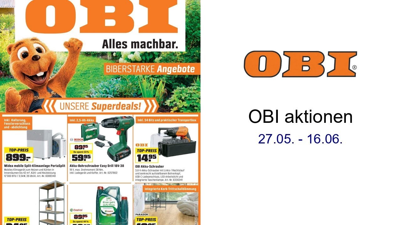 OBI aktionen 27.05. - 16.06. - YouTube