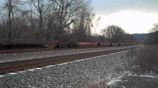 NS westbound container stack train at Cove, PA 1-18-12