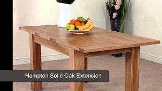 Hampton Solid Oak Extension Dining Table & 4 Black Montana Leather Chairs