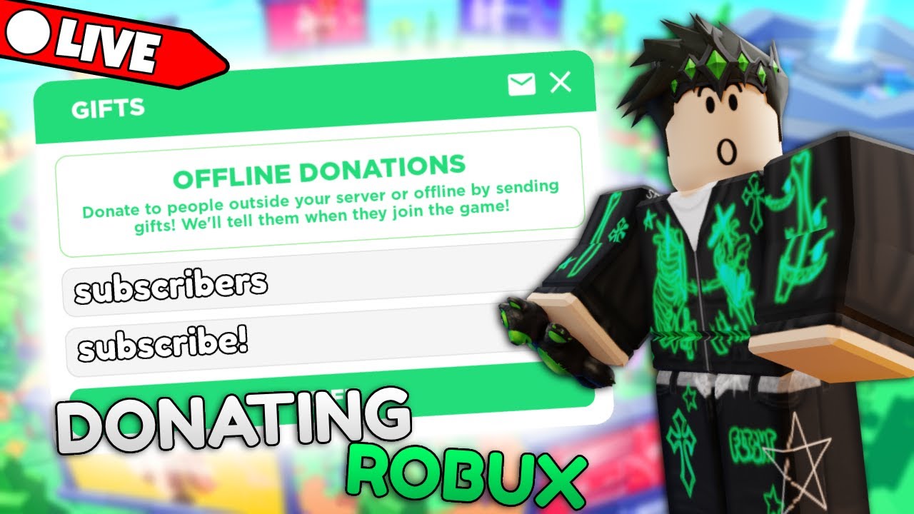 DONATING ROBUX TO EVERY VIEWER💸 - PLS DONATE LIVE🔴ROAD TO 300K!💸 - YouTube