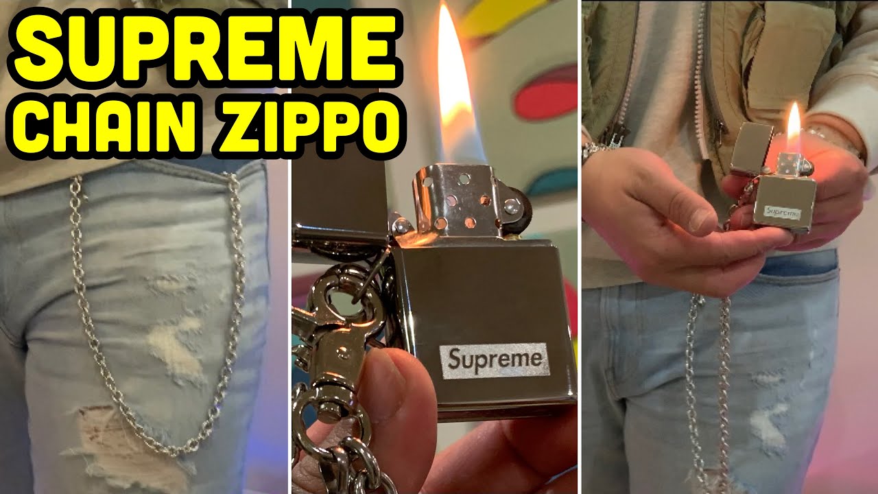 SUPREME CHAIN ZIPPO SILVER ON BODY LOOK + FILL UP AND UNBOXING. HOW TO FILL  A ZIPPO LIGHTER SS23