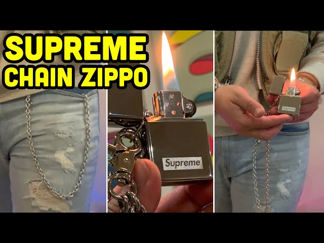 SUPREME CHAIN ZIPPO SILVER ON BODY LOOK + FILL UP AND