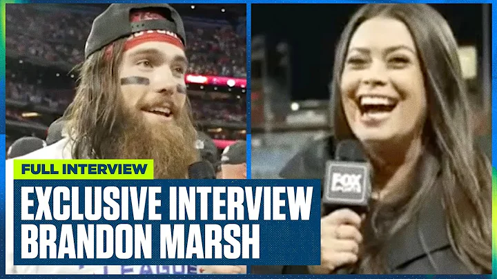 Philadelphia Phillies' Brandon Marsh talks with Al...