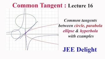 L16 Common Tangents (imp): Common tangents between circle, parabola ellipse & hyperbola with example