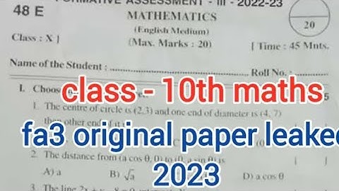 ap 10th class maths fa3 original paper leaked 2023 | fa3 class 10th maths paper answer key