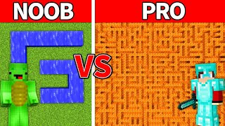 JJ and Mikey NOOB vs PRO LAVA vs WATER MAZE BUILD Challenge in Minecraft (Maizen JJ Mikey)