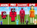 SQUID GAME STATUE HOUSE BUILD CHALLENGE - Minecraft Battle: NOOB vs PRO vs HACKER vs GOD / Animation