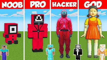 SQUID GAME STATUE HOUSE BUILD CHALLENGE - Minecraft Battle: NOOB vs PRO vs HACKER vs GOD / Animation