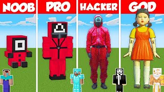SQUID GAME STATUE HOUSE BUILD CHALLENGE - Minecraft Battle: NOOB vs PRO vs HACKER vs GOD \/ Animation