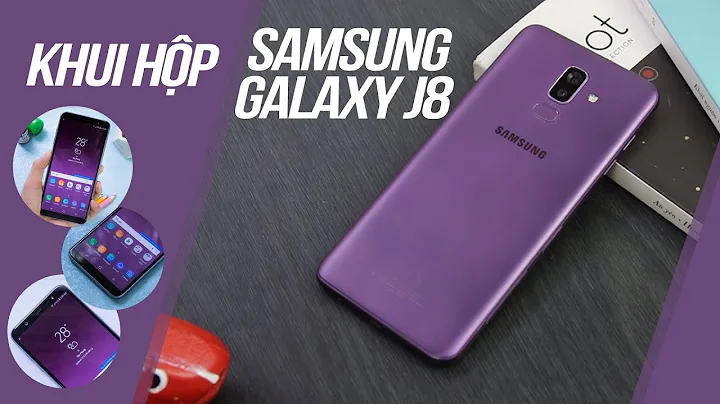 Khui Hộp Galaxy J8 Tím: màn hình tràn viền, camera kép, mở khóa bằng khuôn mặt