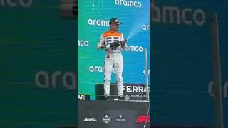 Lando Norris podium celebration at the British GP