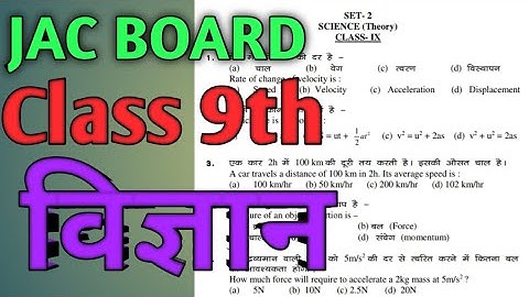 JAC BOARD Class 9th Model Questions Science MCQ