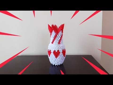 3d origami vazo yapımı- kağıt vazo/ how to make 3d origami vase- paper vase