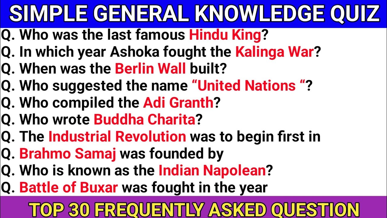 Static GK || Simple General knowledge Quiz || Brahmo Samaj was founded ...