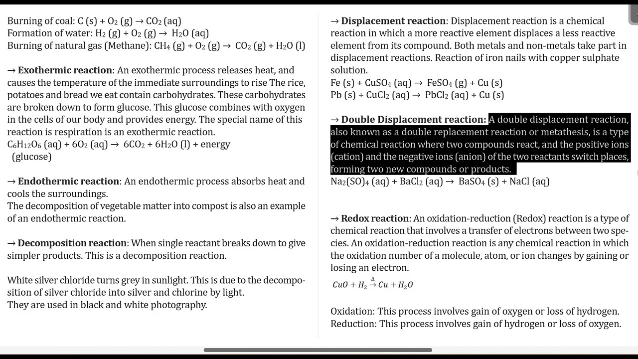 CHEMICAL REACTIONS AND EQUATIONS