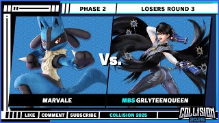 Collision 2025 - Phase 2 - Marvale (Lucario) VS GrlyTeenQueen (Bayonetta) - Ultimate Singles