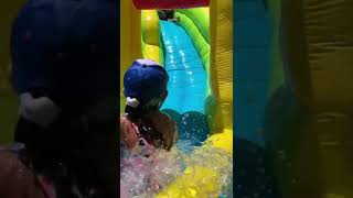 Slow motion water slide splash!