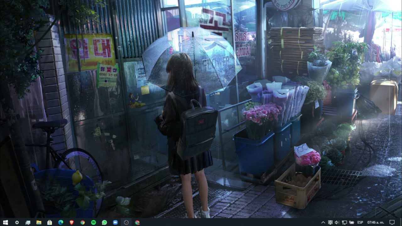 FONDO ANIMADO DE WALLPAPER ENGINE 💻 || GIRL UNDER RAIN 4K
