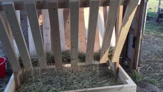Goat Stall and feeder Just a quick look at our goat stall for our Nubian Doe and Kinder Buck, "The Penthouse". It is a converted loafing shed. Also a look at