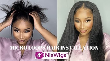BEGINNER FRIENDLY DIY MICRO LINKS HAIR INSTALL | KINKY STRAIGHT | ft NIAWIGS