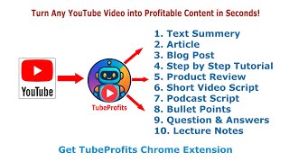 TubeProfits - Turn YouTube Transcript into Profitable Content Instantly