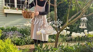#83 ローラ・アシュレイの可愛いガーデンアクセサリー | ガーデニング、涼やかな白い花たちでハンギングバスケットに寄せ植え | 休日のお出かけVlog、リスの鳴き声