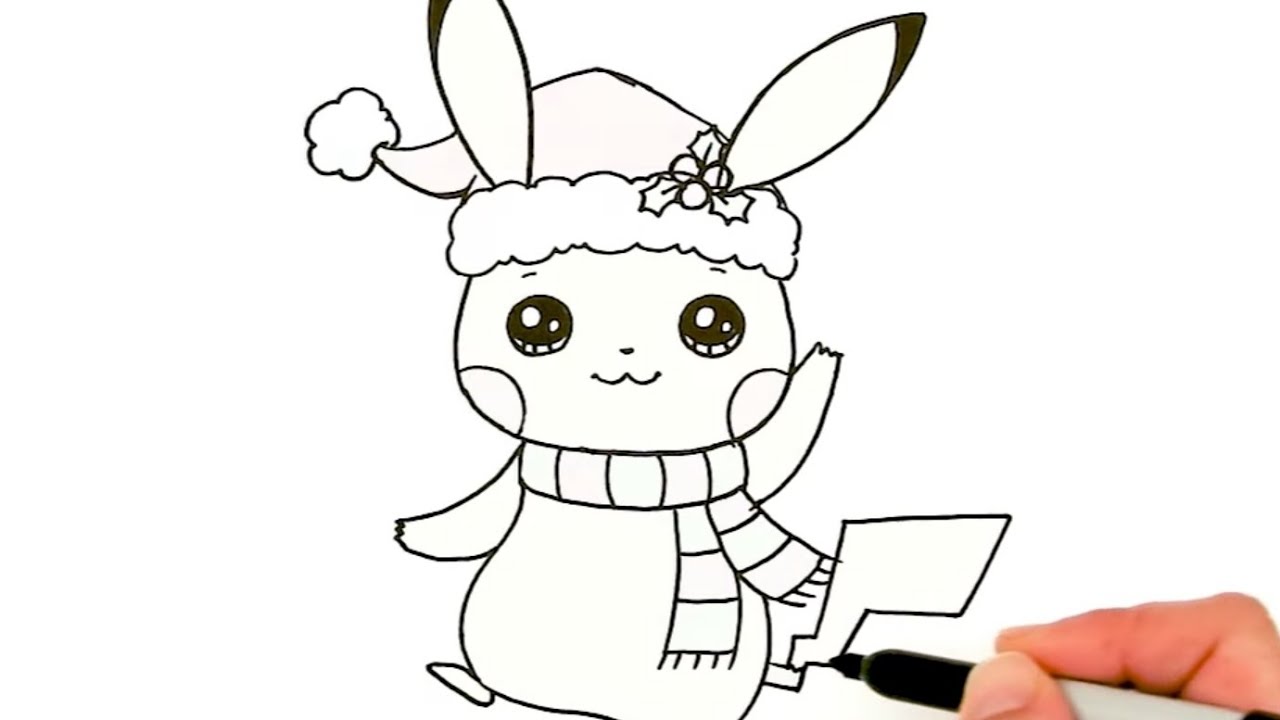 How to Draw Christmas Pikachu Easy | Pokemon