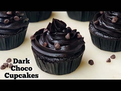 Devil's Food Dark Chocolate Cupcakes | Eggless Chocolate Cupcakes | Choco Cupcakes