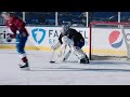 Colorado Avalanche goalie Philipp Grubauer wears a GoPro during Stadium Series practice