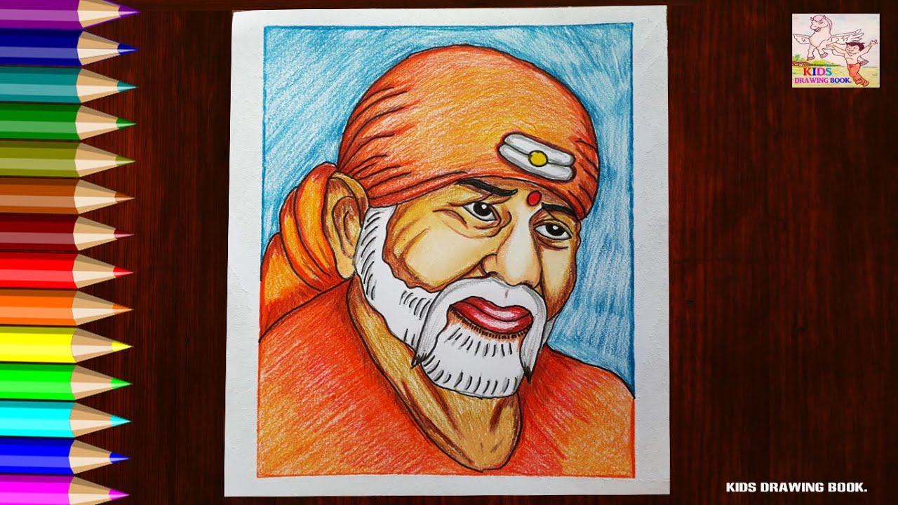 KIDS DRAWING BOOK! LORD SHIRDI SAI BABA DRAWING FOR KIDS! STEP BY ...