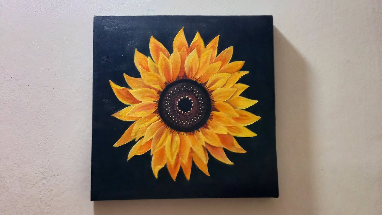 How to paint sunflower with acrylic color - YouTube