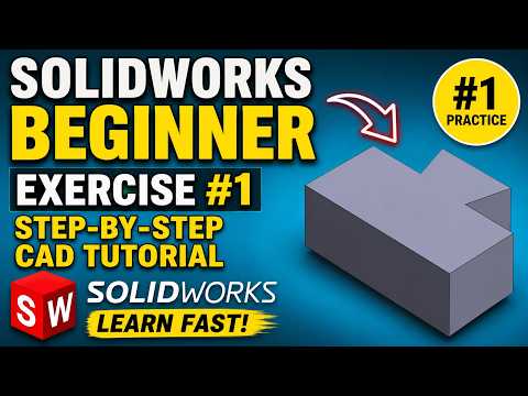 Capa de Learn SOLIDWORKS Beginner Exercise #1 | Step-by-Step 3D CAD Modeling Practice Tutorial | Guide #how