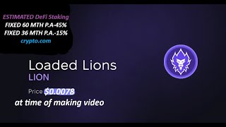 Loaded Lions - LION crypto and the Cronos Ecosystem staking info