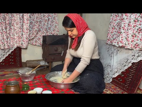 Cooking pepperoni pizza in village| traditional life