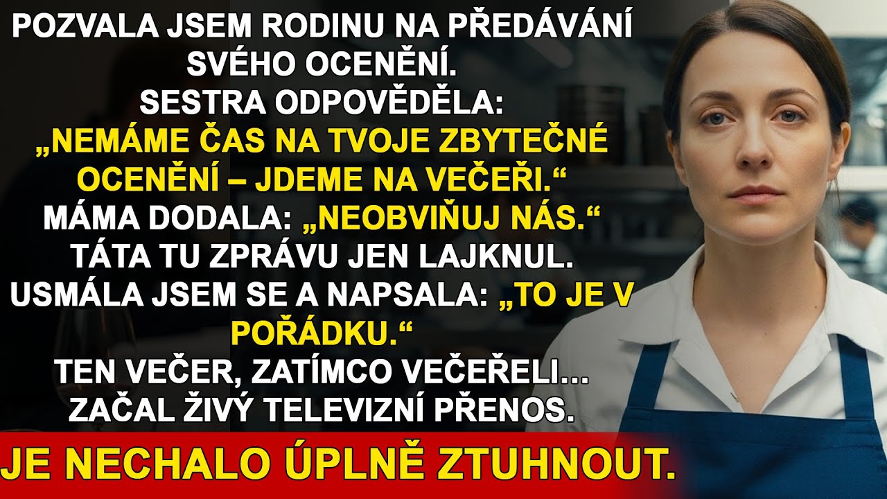 Sestra nazvala moje ocenění „zbytečným“ a rodiče si ten večer vzala na večeři  Pak…