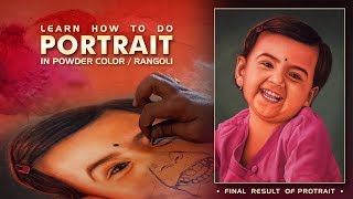 "How to do Portrait in Rangoli / Powder colour." screenshot 5