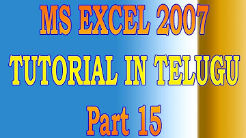 MS Excel 2007 in Telugu Part 15(Anjimvideos)