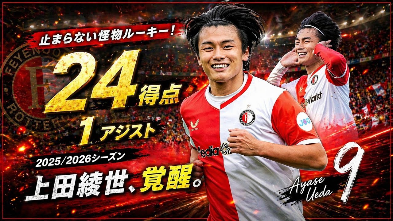 Ayase Ueda scores all 24 goals and provides 1 assist in the 2025