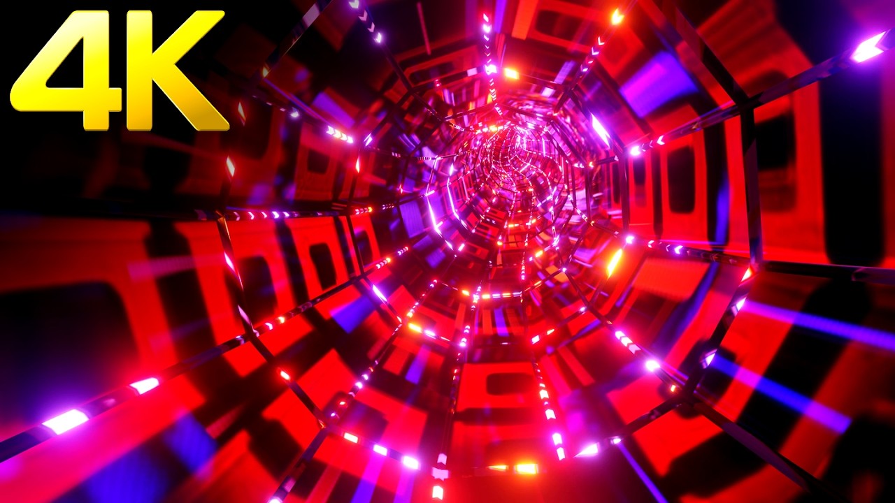 9 Hour - VJ LOOP NEON Red & Blue Abstract Tunnel Light TV Background- live wallpaper, 4k Screensaver