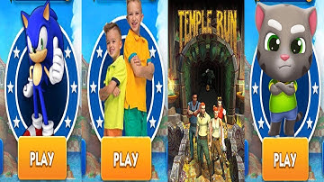 Talking Tom Gold Run vs Temple Run vs Vlad & Niki Run vs Sonic Dash Gameplay