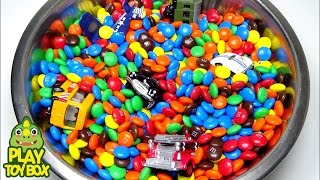 Learning Vehicles Names & Sounds with M&M Ball Tomica Car Bus Surprise Toys