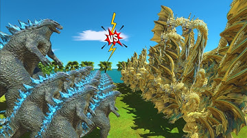 What if Growing Godzilla 2014 VS King Ghidorah, Size Comparison - Animal Revolt Battle Simulator