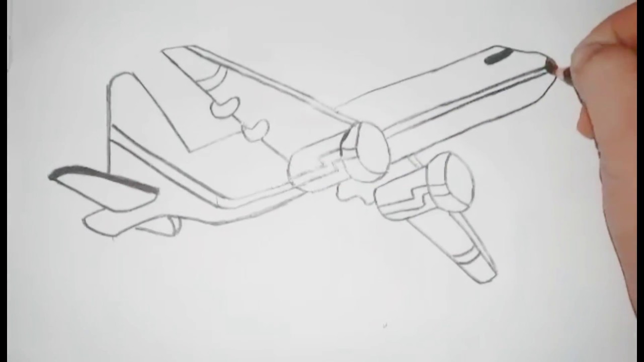Kolay Uçak çizimi Karakalem Polika