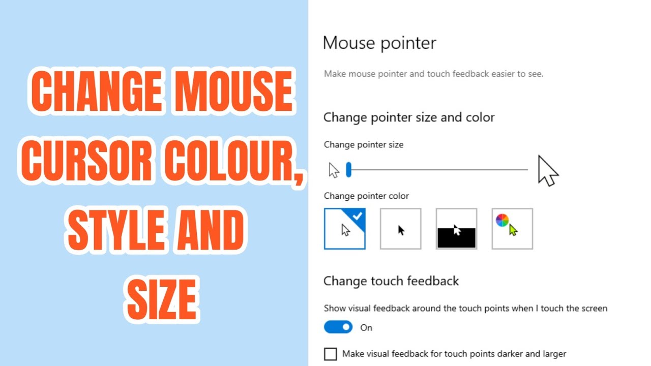 How to change mouse cursor size and colour in Windows 10 laptop/PC ...