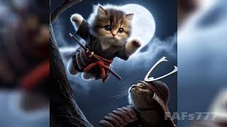 ⚔Samurai catRevenge fight for Friend①Emotional sad story #aicat #cat #kitten #catstory #cute