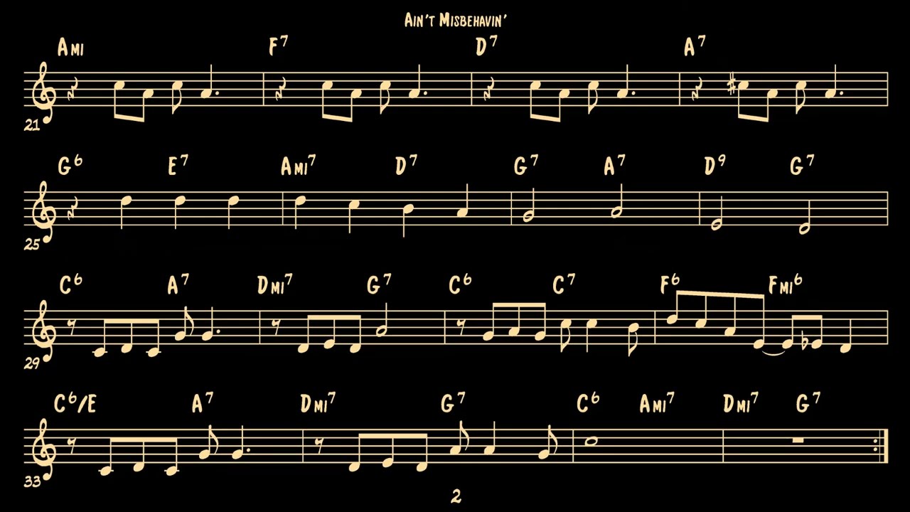 ボーカル　ビッグバンド譜面：Ain't Misbehavin' Ain't Misbehavin' – Fats Waller Ain't Misbehavin' Lead Sheet (D