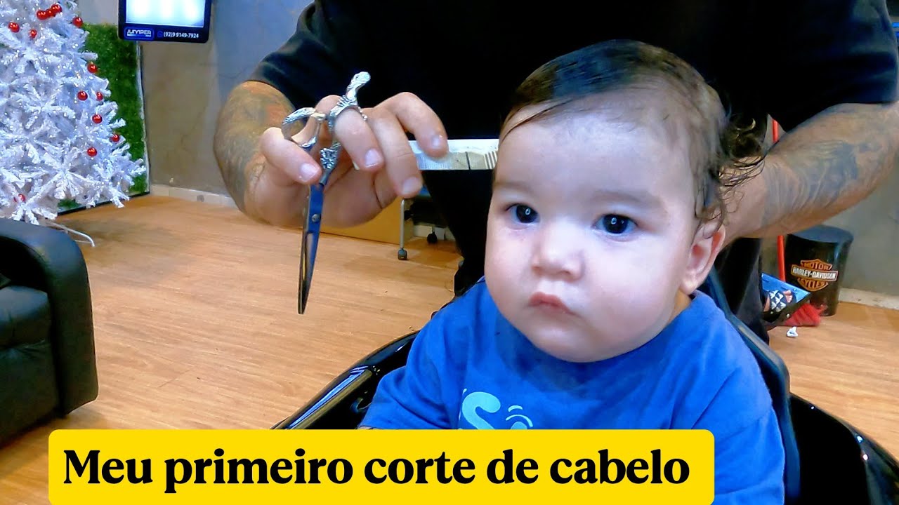 PRIMEIRO CORTE DE CABELO DE UM BEBÊ DE 10 MESES COM TESOURA/ LUIDY ...