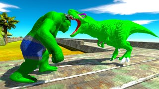 HULK GORO vs GREEN T-REX OASIS DEATH RUN - Animal Revolt Battle Simulator
